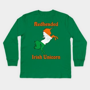 Redheaded Irish Unicorn Kids Long Sleeve T-Shirt